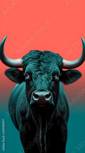 A bold and contemporary representation of a bull in minimalist pop art style.