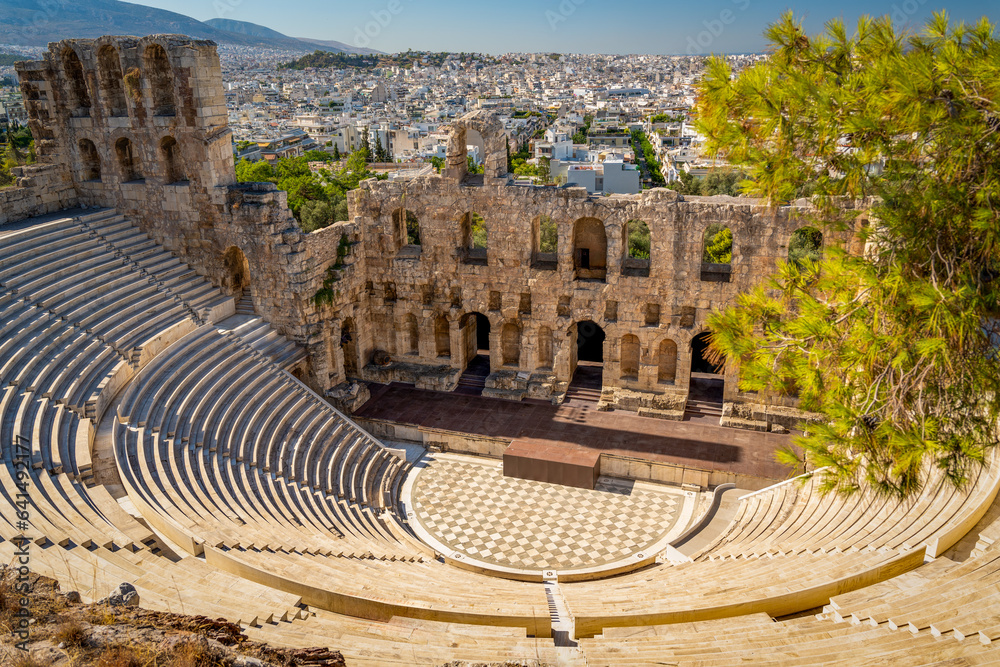 The Odeon of Herodes Atticus at the western end of the southern slope of the Acropolis of Athens