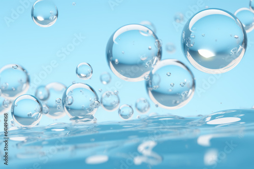 Captivating image of bunch of bubbles floating gracefully on top of body of water. Perfect for adding touch of elegance and tranquility to your design projects.