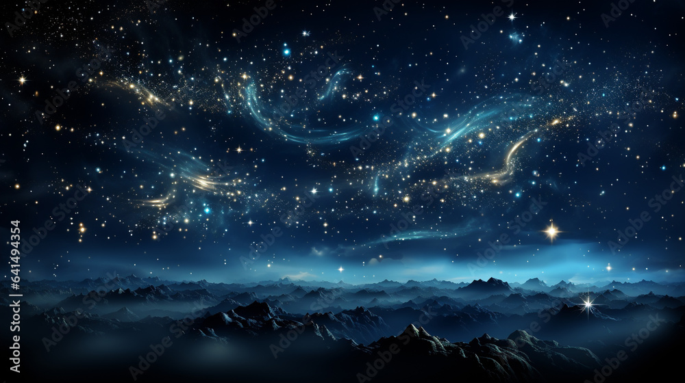 starry night sky HD 8K wallpaper Stock Photographic Image - obrazy, fototapety, plakaty 