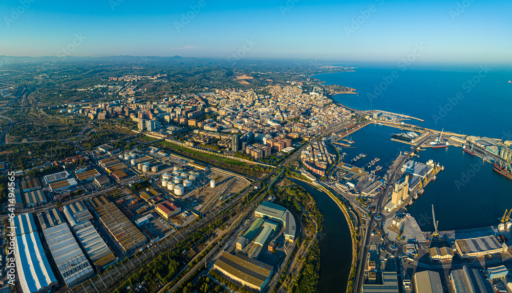 Aerial voew of the port of Tarragona, (Port de Tarragona), one of the largest seaports of Spain
