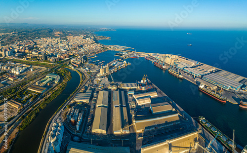 Aerial voew of the port of Tarragona, (Port de Tarragona), one of the largest seaports of Spain