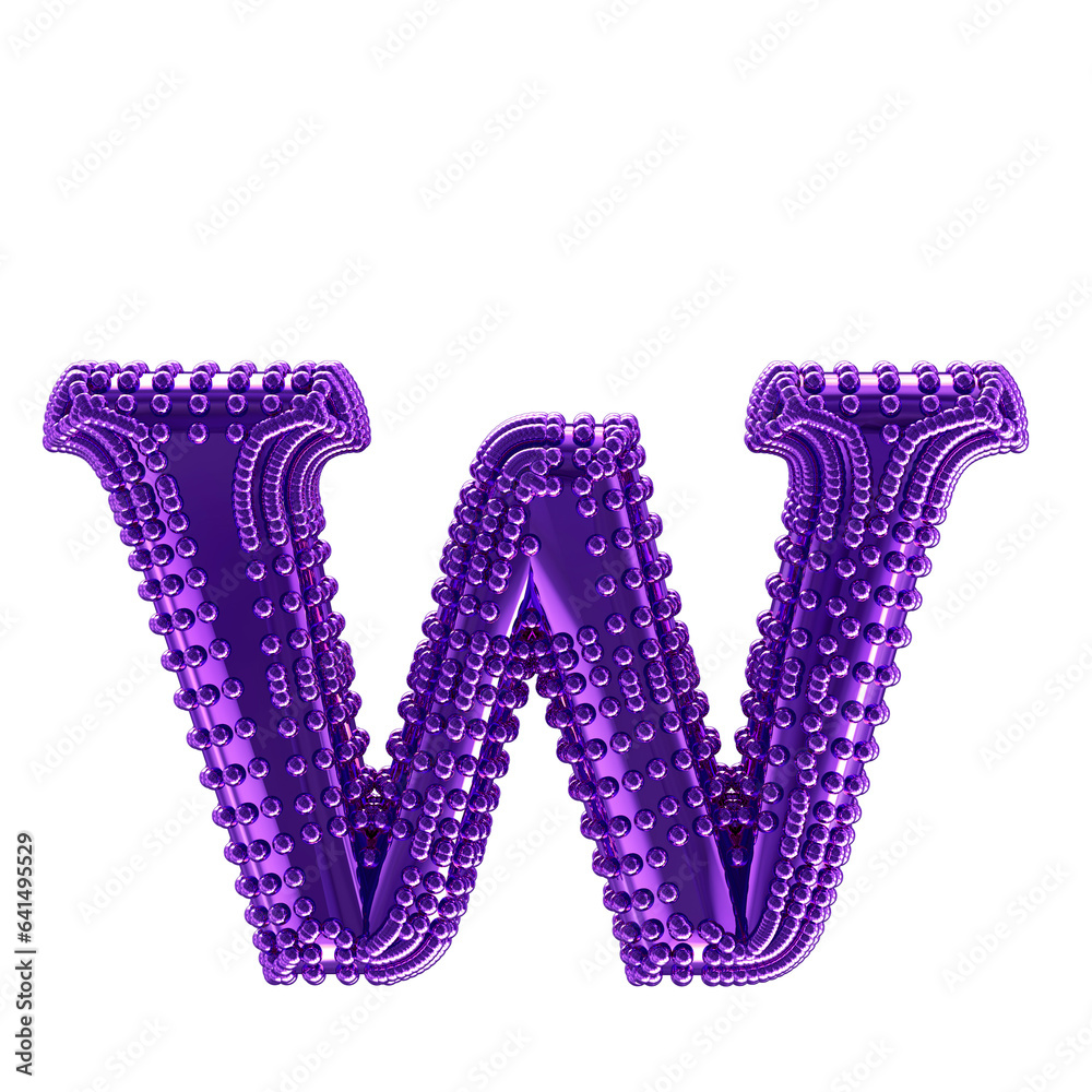 Small spheres on the dark purple symbol. letter w Small spheres on the dark purple symbol. letter w