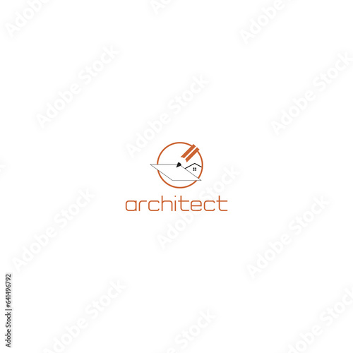 architectural inspiration logo design, circle and pen drawing in modern style