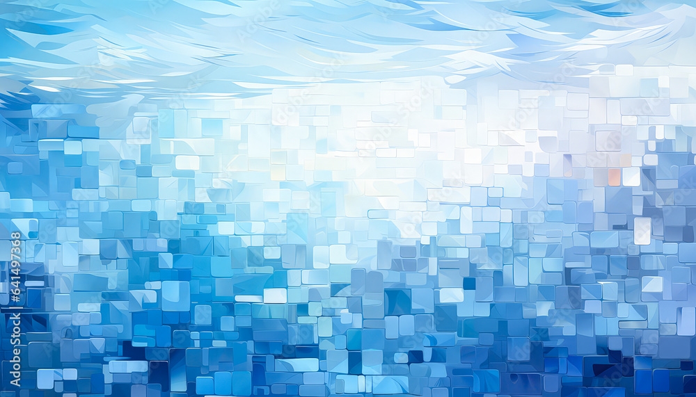 Blue Abstract Symphony Textured Depths and Wave Backgrounds Merge, Polygonal Perspectives Abstract Blue Waves in a Geometric Landscape