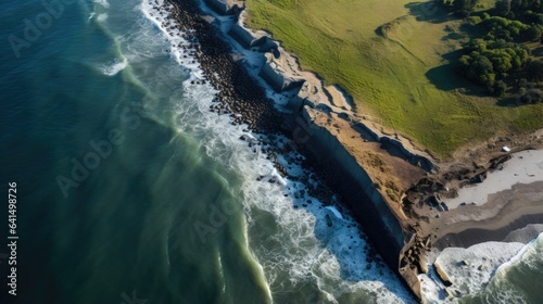 coastline dealing with erosion due to sea level rise, a symbol of climate change generative ai