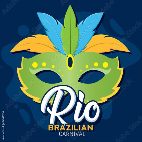 Isolated colored carnival mask with feathers Rio de Janeiro carnival Vector