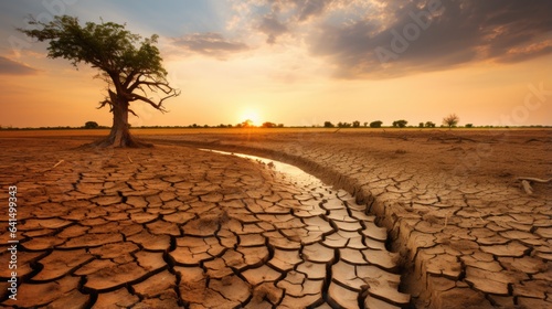 parched landscape, a stark image of the impact of climate change on agriculture generative ai