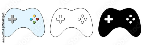 Gamepad equipment set. Joystick symbol. Game controller. Vector illustration isolated on white