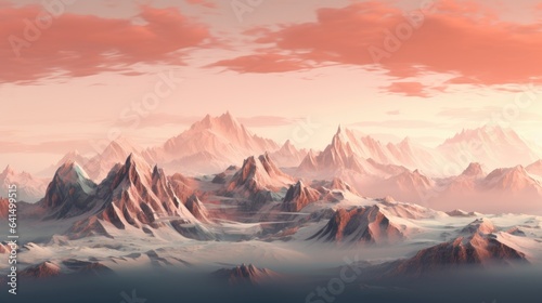 mountain range with receding snow caps  signifying the effect of global warming generative ai
