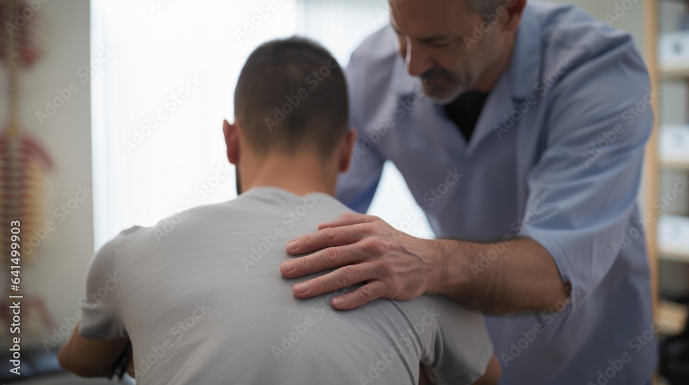 Obraz premium chiropractor adjusting a patient's spine generative ai