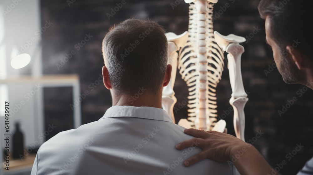 chiropractor adjusting a patient's spine generative ai - obrazy, fototapety, plakaty 