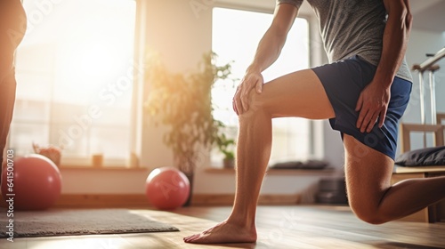 physiotherapist assisting a patient with leg exercises generative ai
