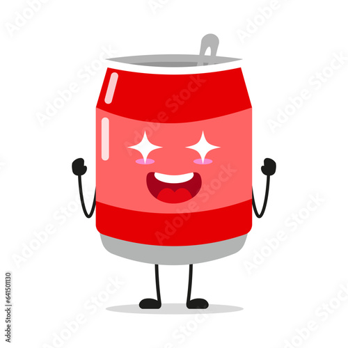 Cute excited soda can character. Funny electrifying soft drink cartoon emoticon in flat style. drink vector illustration
