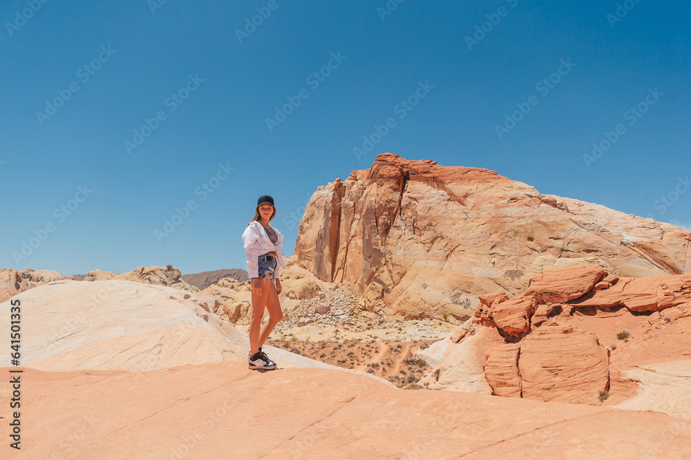 Young girl on trail at Fire Valley in Utah