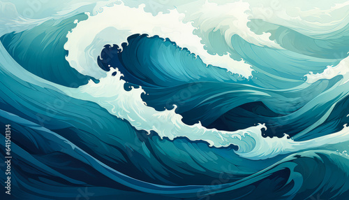 Artistic Currents Wave Illustration and Blue Wave Backgrounds