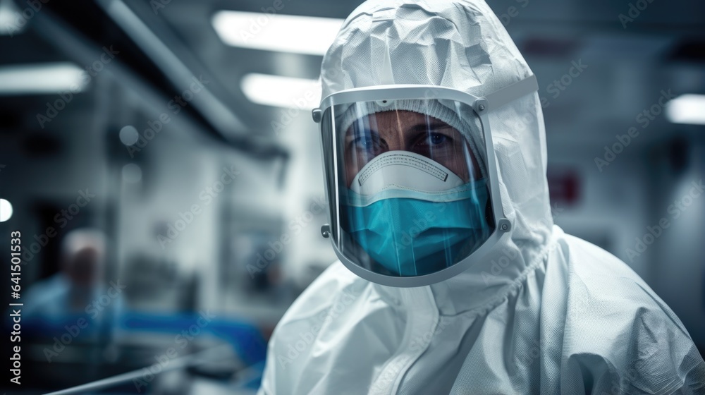 infectious disease specialist wearing a protective suit generative ai