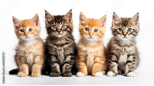 group of small kittens isolated on white background. © EwaStudio