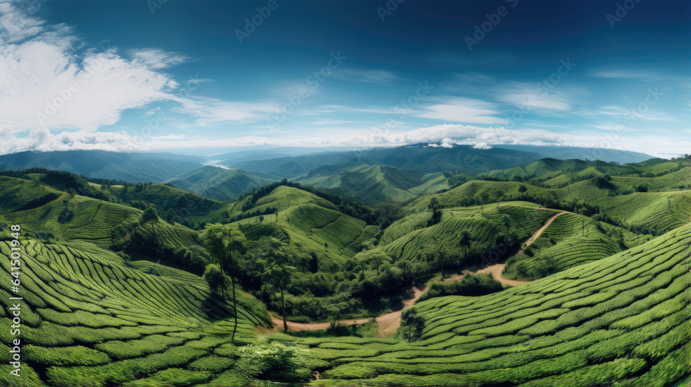 A beautiful Colombian hillside covered in lush green trees A beautiful Colombian hillside covered in lush green trees