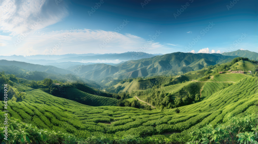 A breathtaking green valley surrounded by majestic mountains in Colombia