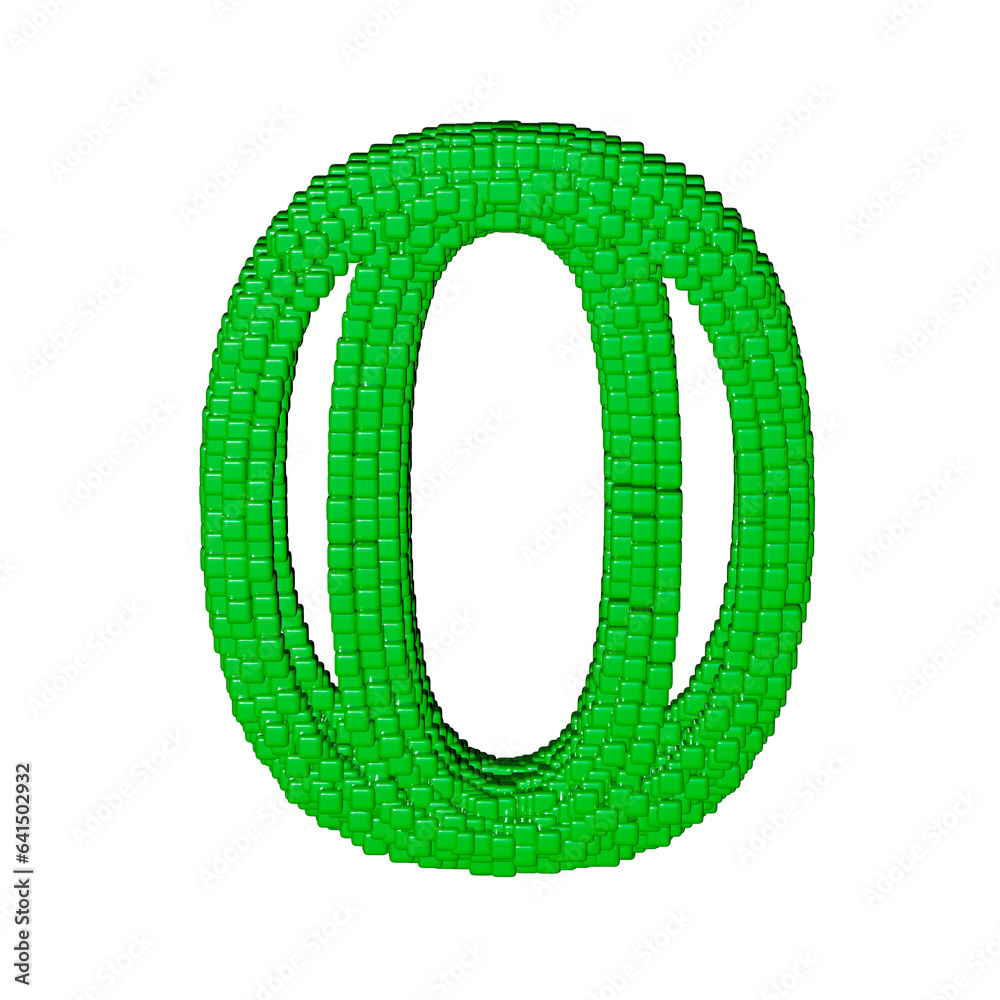 Symbol made of green cubes. number 0 Symbol made of green cubes. number 0