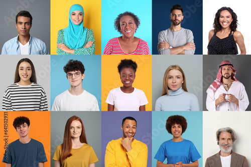 Canvas Print Collage with portraits of people on different color backgrounds