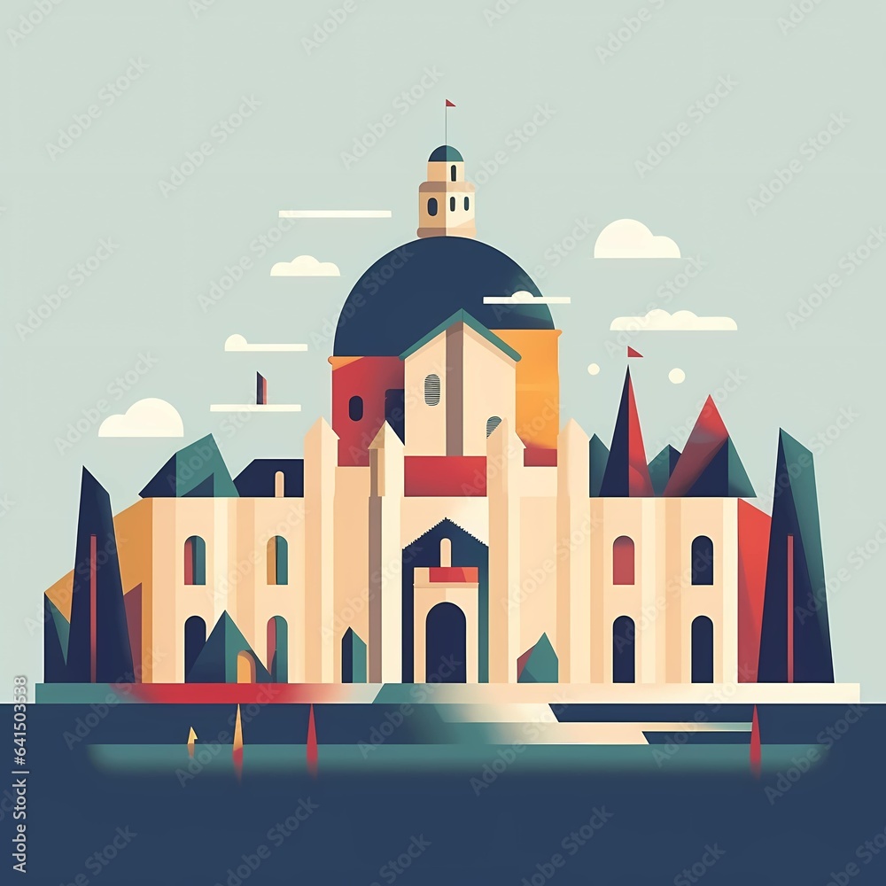 tourism illustration of beautiful buildings in France