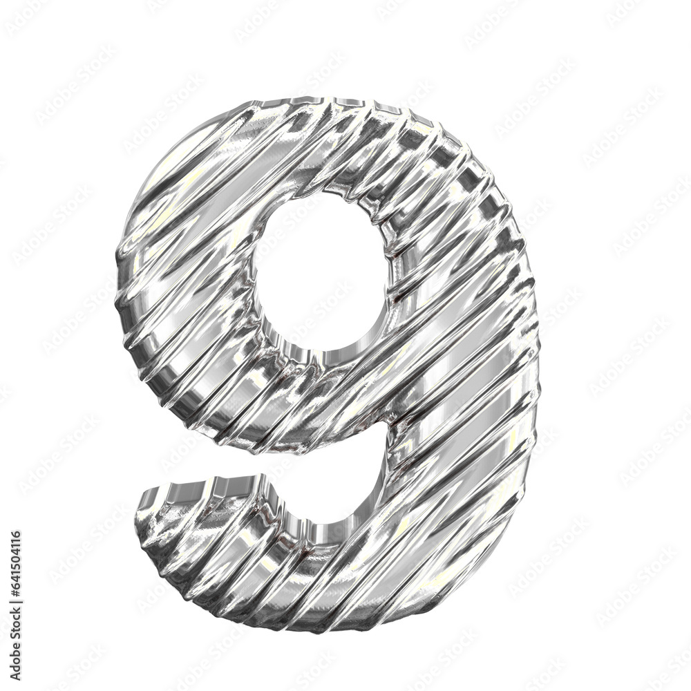 Ribbed silver symbol. number 9
