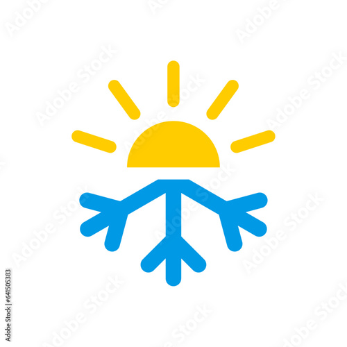 Sun and snowflake icon. Hot and cold