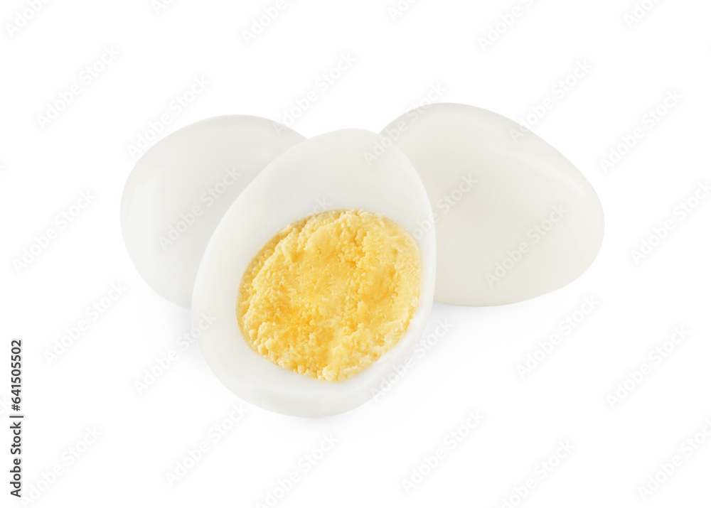 Peeled hard boiled quail eggs on white background Peeled hard boiled quail eggs on white background