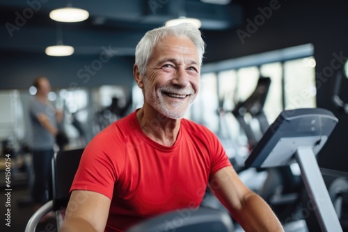 Senior man working out and exercising in a gym