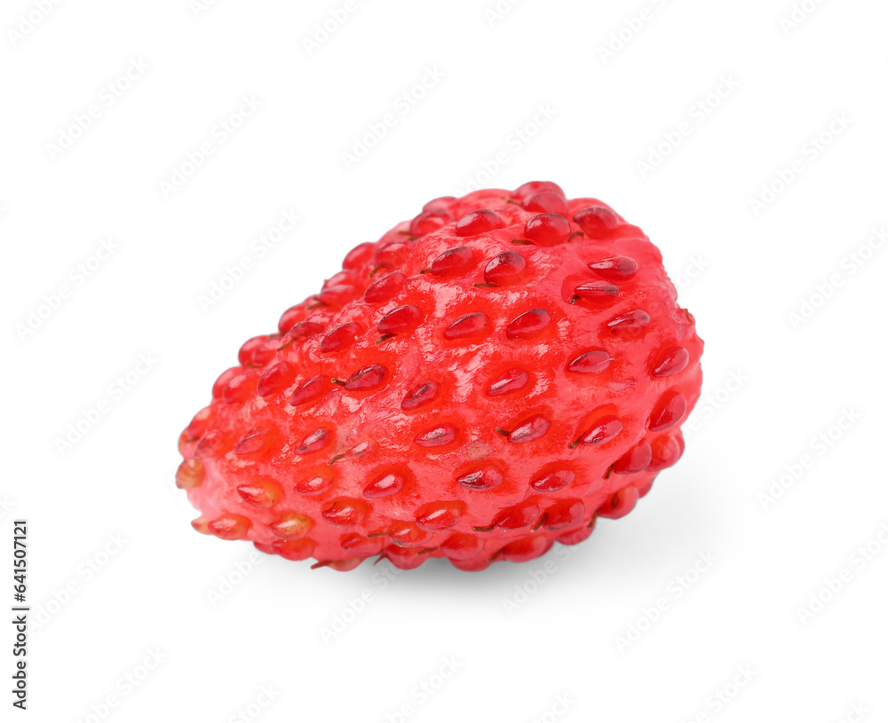 One ripe wild strawberry isolated on white One ripe wild strawberry isolated on white
