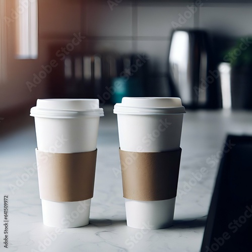 cup of coffee with sleeves mockup 