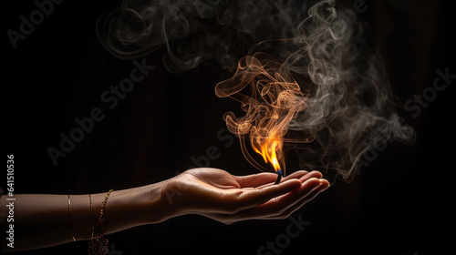 A Hand Holding a Smoldering Incense Stick, Embracing Tranquility