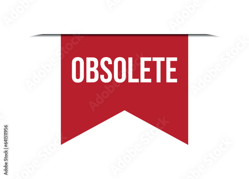 obsolete red vector banner illustration isolated on white background
