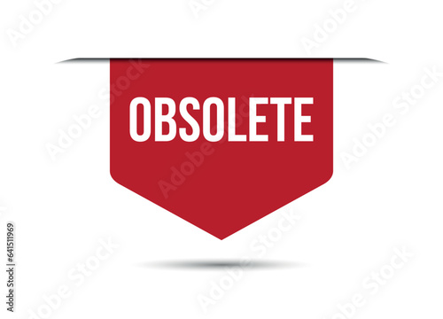 obsolete red vector banner illustration isolated on white background