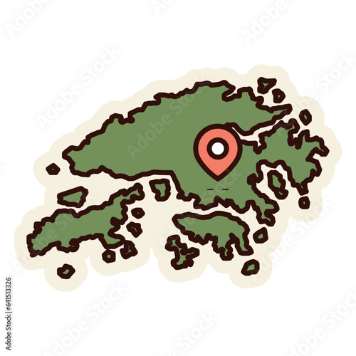 hong kong map sticker