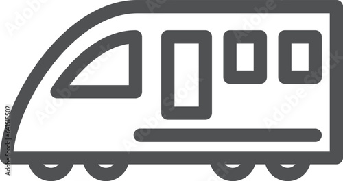 シンプルな乗り物の線画単品アイコン　高速電車