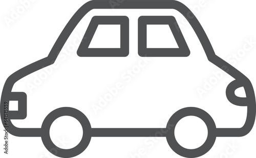 シンプルな乗り物の線画単品アイコン　自動車