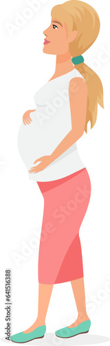 Woman waiting for a baby. Future pregnant mother, motherhood pregnancy cartoon vector illustration