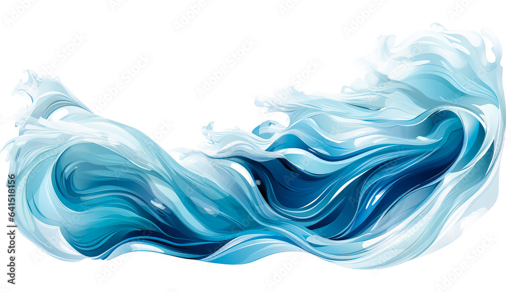 Fototapeta premium Aqua Dreams on Canvas Waves Vector, Watercolors, and Oceanic Beauty on White Background