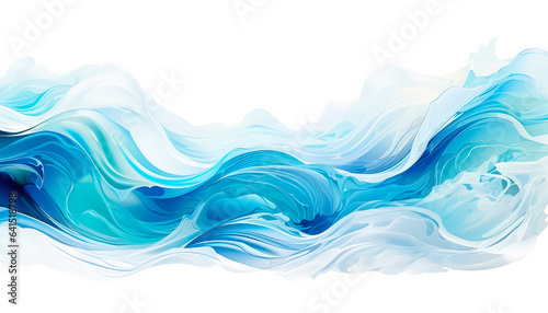 Tranquil Waterscapes Waves, Watercolors, and Serenity on White Background for Zenlike Banners