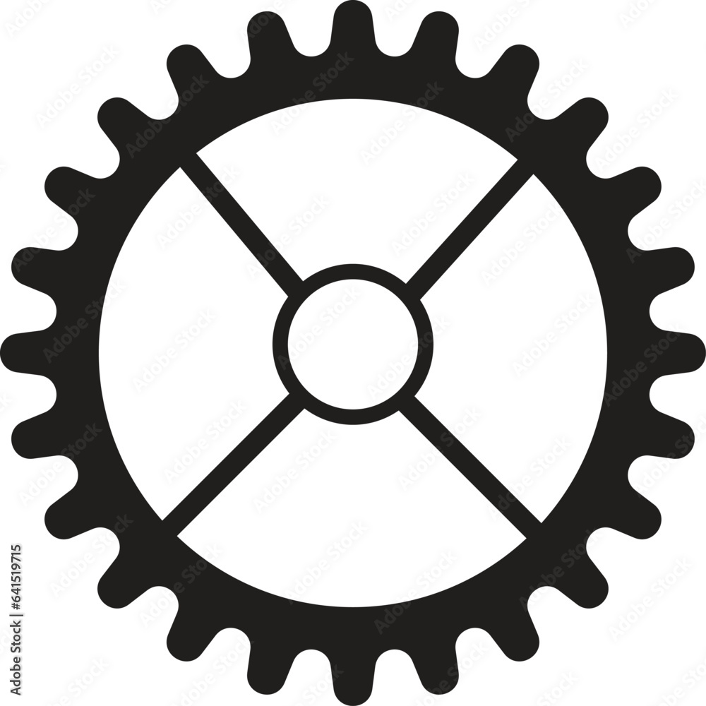 gear icon, cog wheel, engine circle, thin line and flat web symbol on white background - editable stroke vector illustration eps10 with place for your text. Simple collection. Cogwheel. spinner