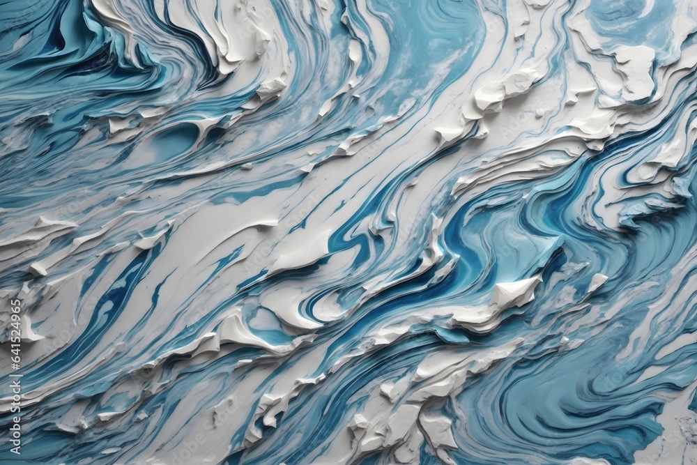 Blue Liquid Paint Style 3D Marble Texture, Oil Paint Marble Texture Background, 3D Marble Texture, 3D Texture Background, AI Generative