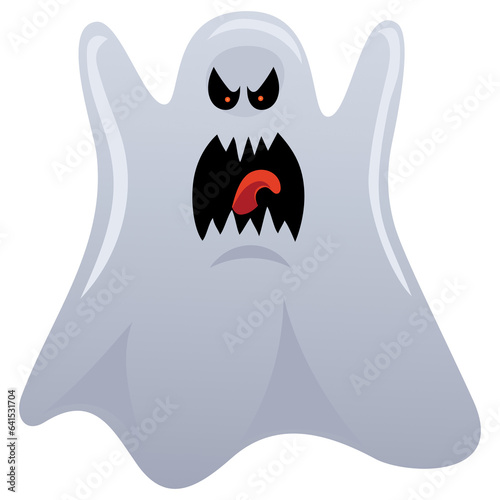 White Ghost Phantom Silhouette Halloween Spooky Spirit Flying Cartoon Vector 