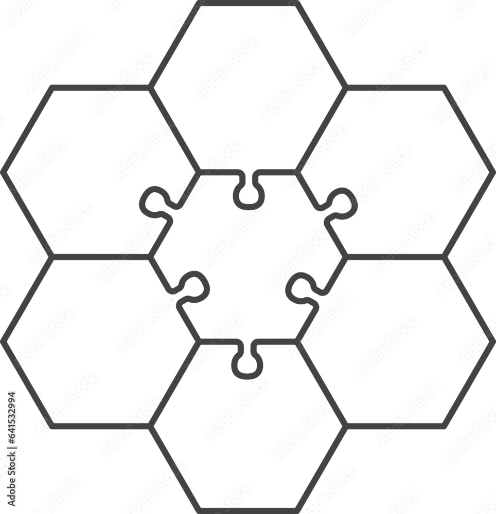 Fototapeta premium hexagonal infographic jigsaw lined diagram