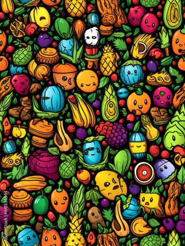 Colorful Cartoon Pattern Extravaganza