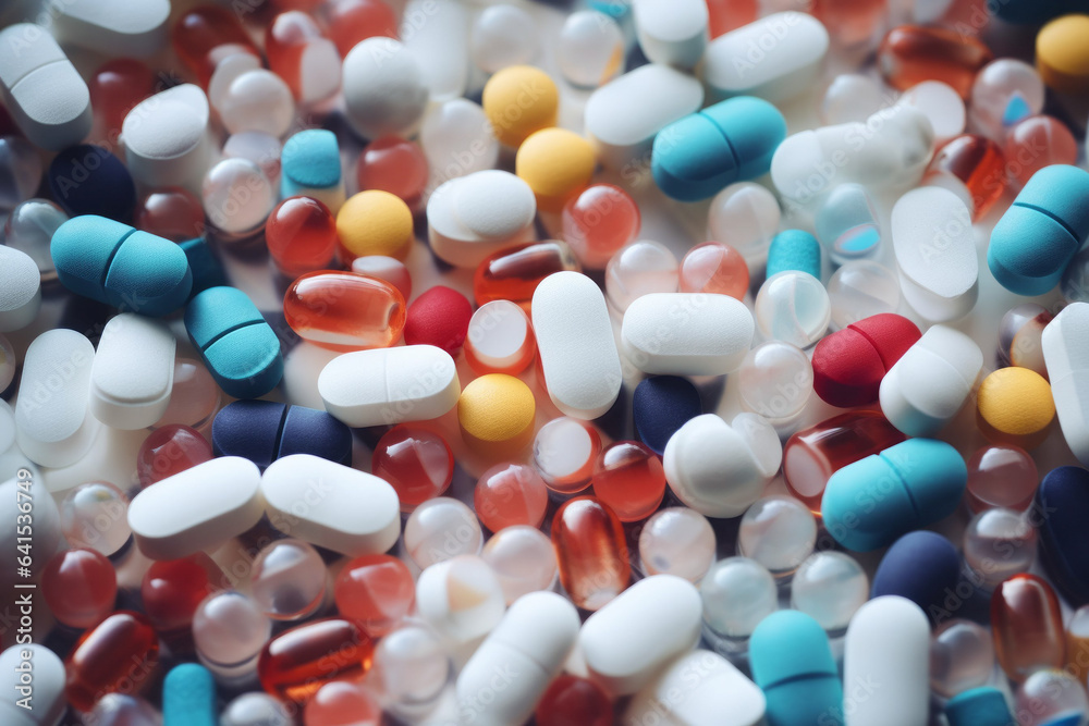 Photorealistic ai artwork of of pills, medicine or drugs. Pharmacy medication. Generative ai. Photorealistic ai artwork of of pills, medicine or drugs. Pharmacy medication. Generative ai.