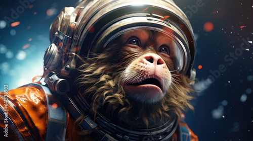 monkey astronaut in space suit, generative ai