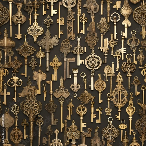 Compose an intricate pattern of enchanted keys, each unlocking a different adventure2 photo